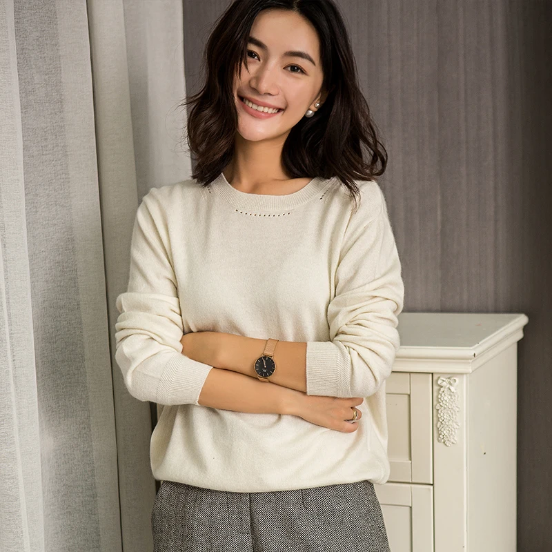 Hot Sale Women Sweater Oneck Loose Style Lady Pullover 100% Pure Cashmere Knitted Sweaters Woman 5Colors Standard Clothes Tops | Женская