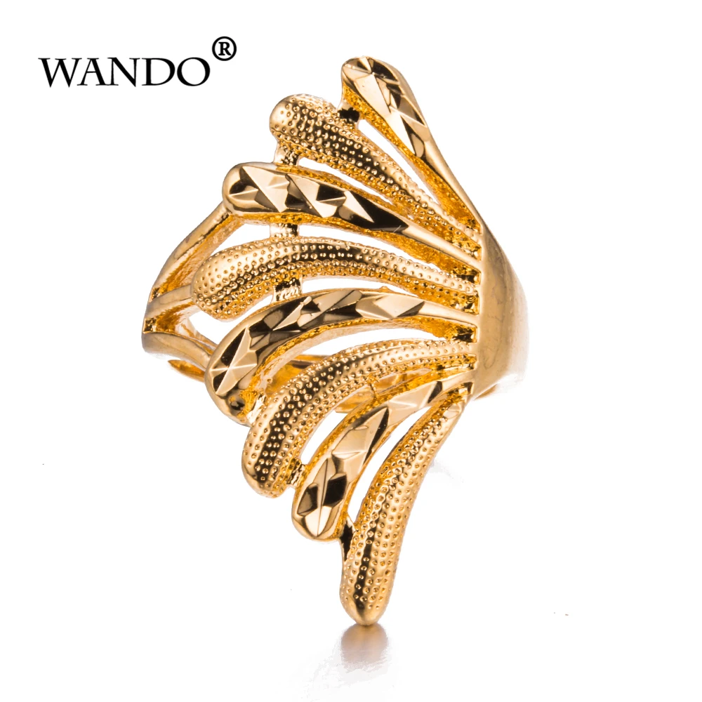 Wando желтого золота Цвет Jewelry Кольцо уникальный дизайн Винтаж вечерние свадебные