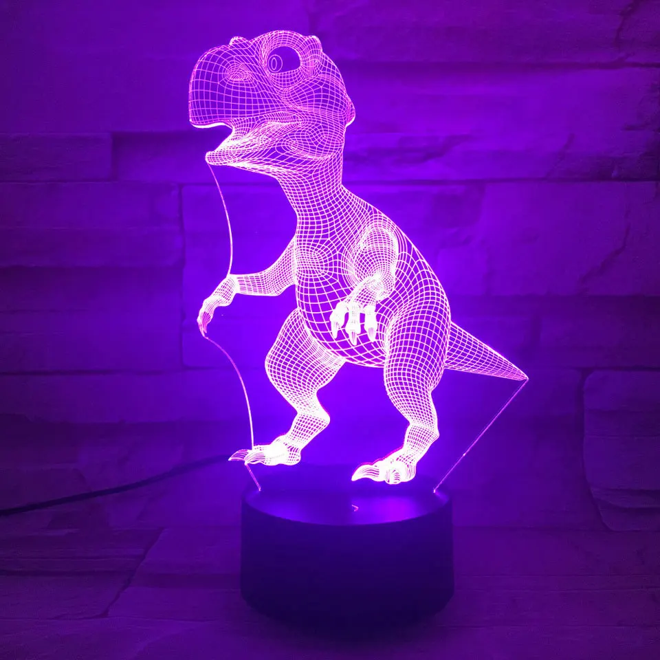 3D LED тираннозавр Рекса ночник 16 видов цветов USB Кнопка акриловые оптические огни