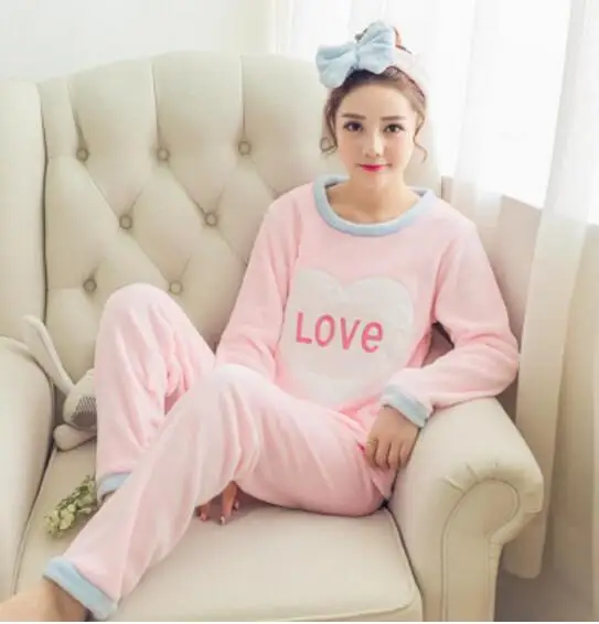 Зимние фланелевые пижамы для женщин, милые женские пижамы, Пижама Kigurumi, высокое качество, повседневные мягкие пижамы для женщин, 2 шт