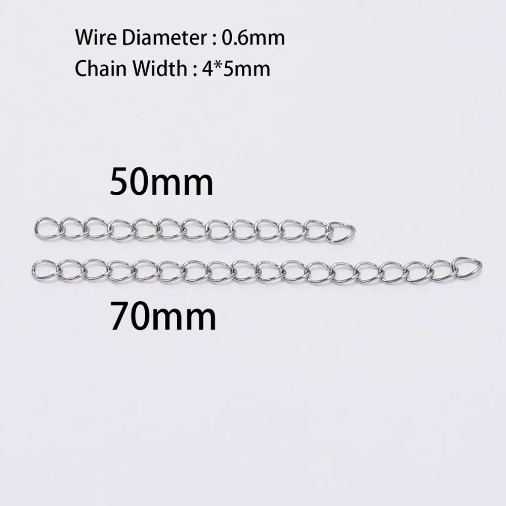50Pcs/lot 5/7cm Stainless Steel Tail Extender Chain Bulk Necklace Bracelet Extension For Jewelry Making Connector Findings | Украшения и