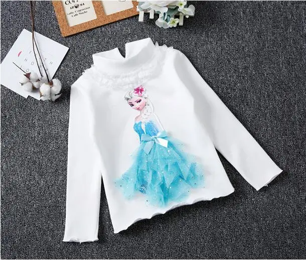 no fleece 3 С принцессами для девочек, рубашка Elsa с флисовой отделкой для девочек, с рисунками из мультфильмов хлопковая рубашка толстые теплые зимние пальто для маленьких девочек, рубашка с длинными рукавами и Новинка весны рубашка - Цвет: no fleece 3