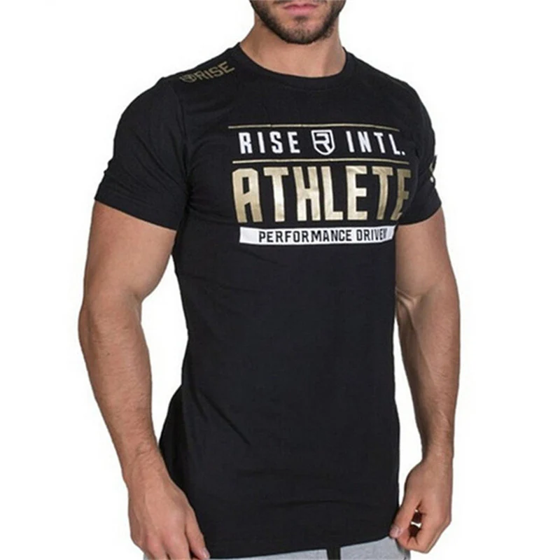 Мужская Беговая хлопковая футболка для бега тренажерный зал фитнес бодибилдинг