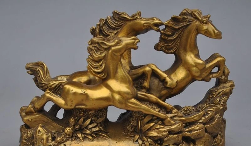 Фото 6"chines copper brass fengshui 3 Gallop Horse Success Auspicious lucky statue Дом и сад 6"chines copper brass fengshui 3 Gallop Horse Success Auspicious lucky statue Дом и сад