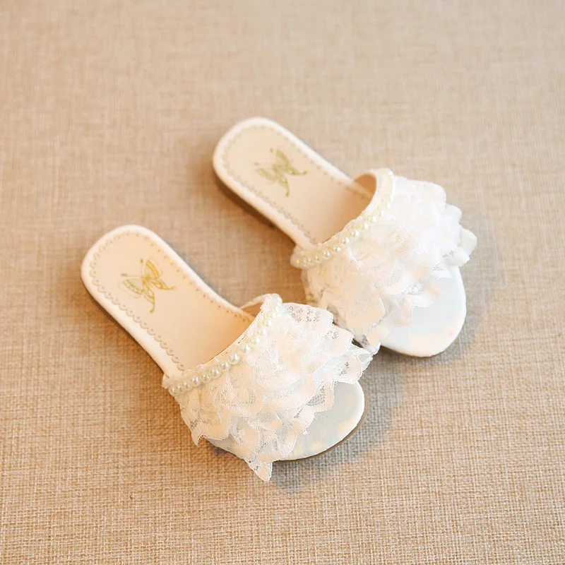 2019 fashion Summer shoes girls pearl lace slippers children sandals beach | Детская одежда и обувь