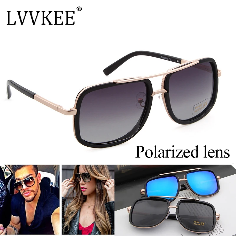 Классические брендовые солнцезащитные очки с квадратными поляризационными