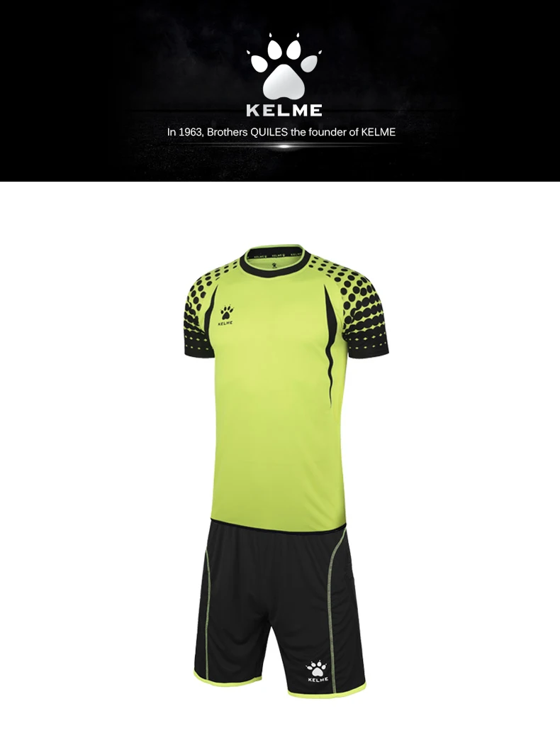 KELME футбольные футболки для футбола, мужские футбольные майки с коротким рукавом, форма вратаря, футбольный набор, костюм K15Z012