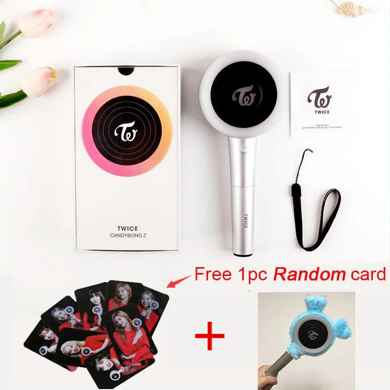 Free Light blue YOUPOP KPOP TWICE Ver.2 Новинка CANDYBONG светильник-палочка для концертов альбом светящийся светильник-палочка Бесплатный подарок плюшевое покрытие на голову LU6725 - Цвет: Free Light blue