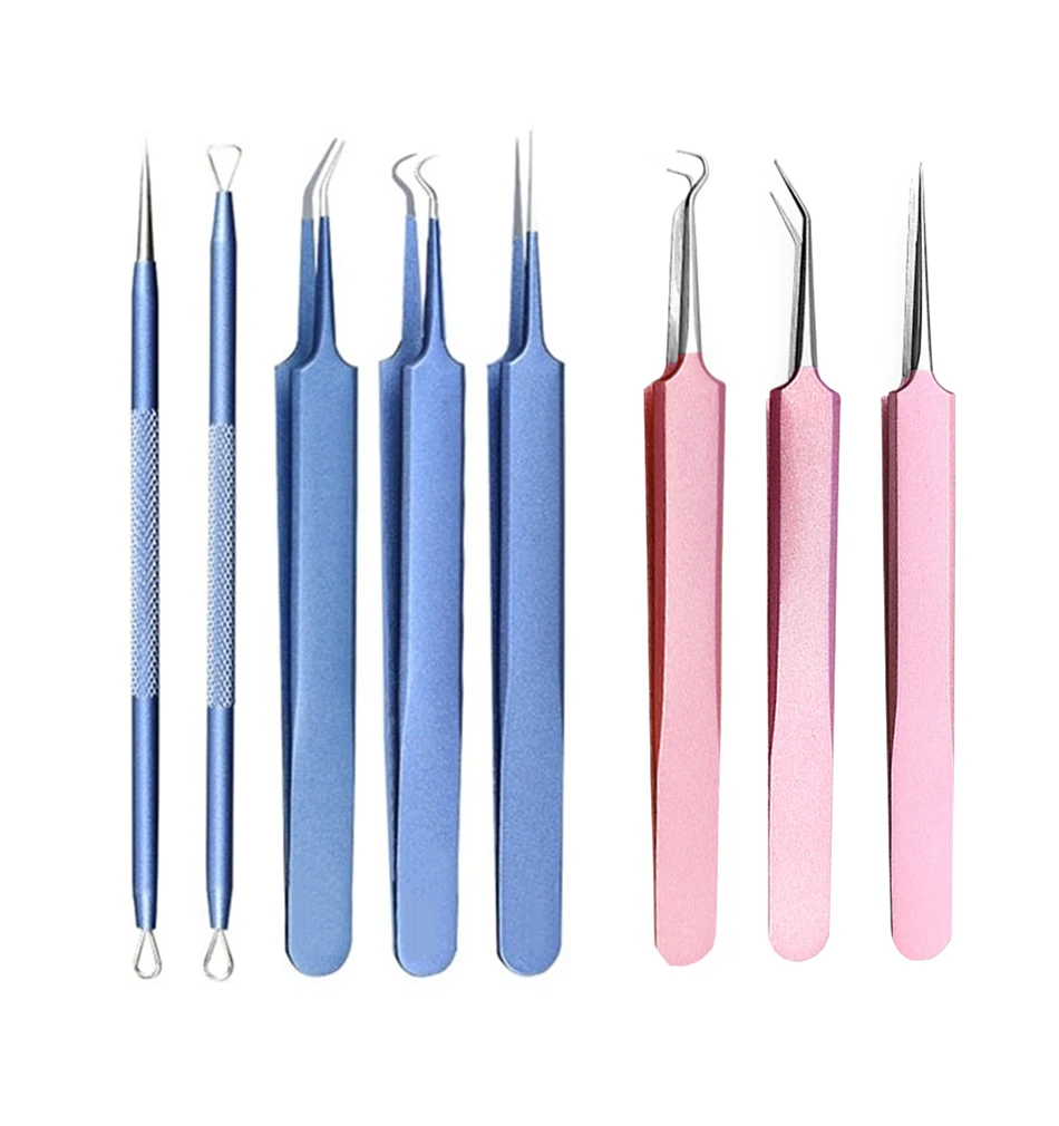 Blue Pink 1PC Acne Comedo Stainless Steel Needle Professional Comedone Blackhead Remover Tweezer For Face Skin Care Tool