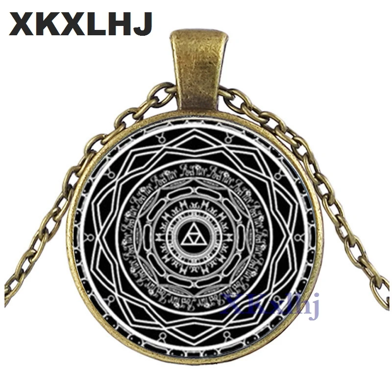 

XKXLHJ Fashion Black Minimalist Buddhist Sri Yantra Unisex Necklace Sacred Geometry Crystal Cabochon Pendant Sri Yantra Jewelry