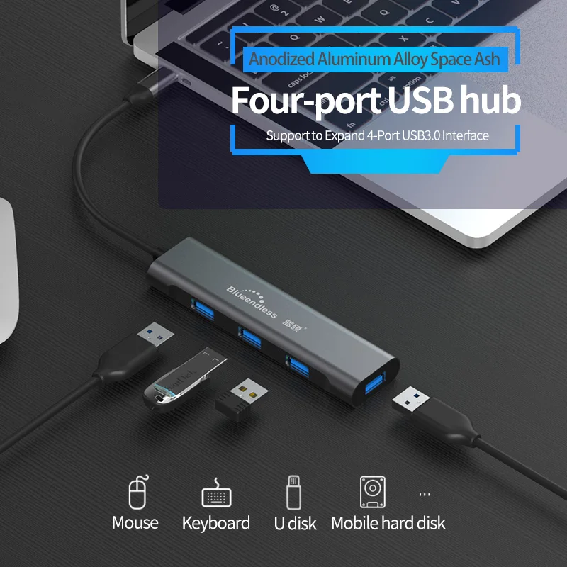 Blueendless usb c hub USB3.1 Тип C на 4 порта USB3.0 Высокоскоростная поддержка 3.0 5 Гбит/с для MacBook