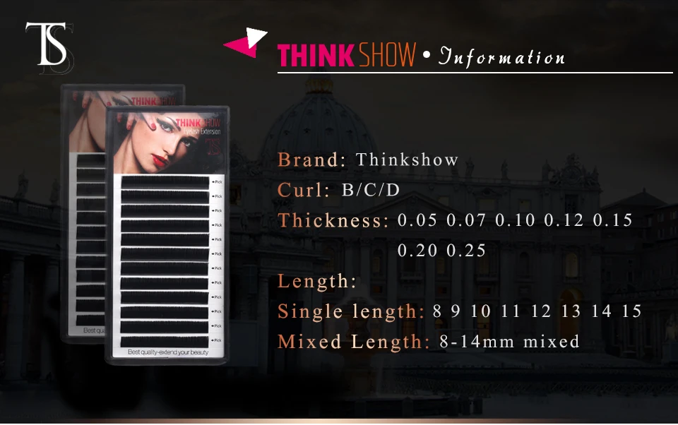 THINK SHOW наращивание ресниц 12 линий/поднос B C D завивка 8-15 мм инструменты для макияжа индивидуальный объем ресниц Корея норка ресницы