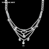 toucheart christmas gift crystal silver color rhinestone luxury pendant necklace women high quality collar jewelry sne150847