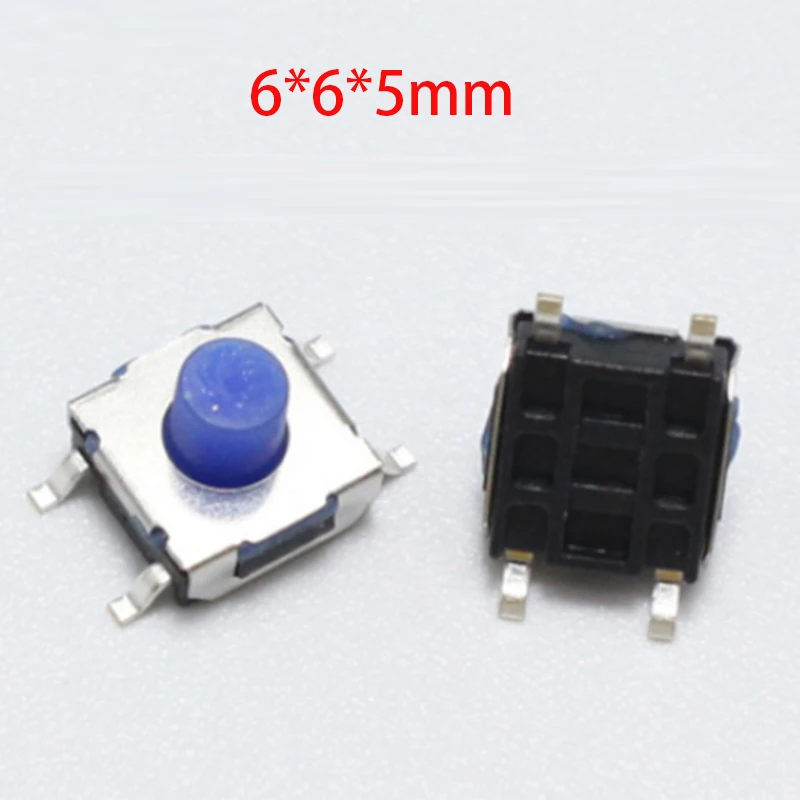 20 шт./лот 6x6x5 мм 6*6*5 4PIN прозрачный силиконовый беззвучный тактильный такт