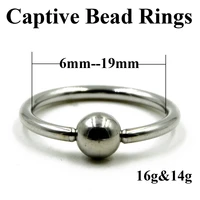 10 pieces extra large size surgical steel captive bead ring septum nose hoop ring ear tragus cartilalge labia piercing ring 16g