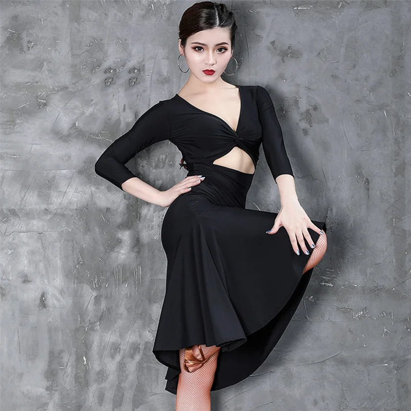 Модное платье для латиноамериканских танцев 2019 женская одежда выступлений