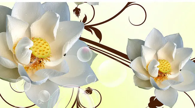 Красивые желтые цветы Белый лотос 3D большие Настенные обои спальня гостиная фон