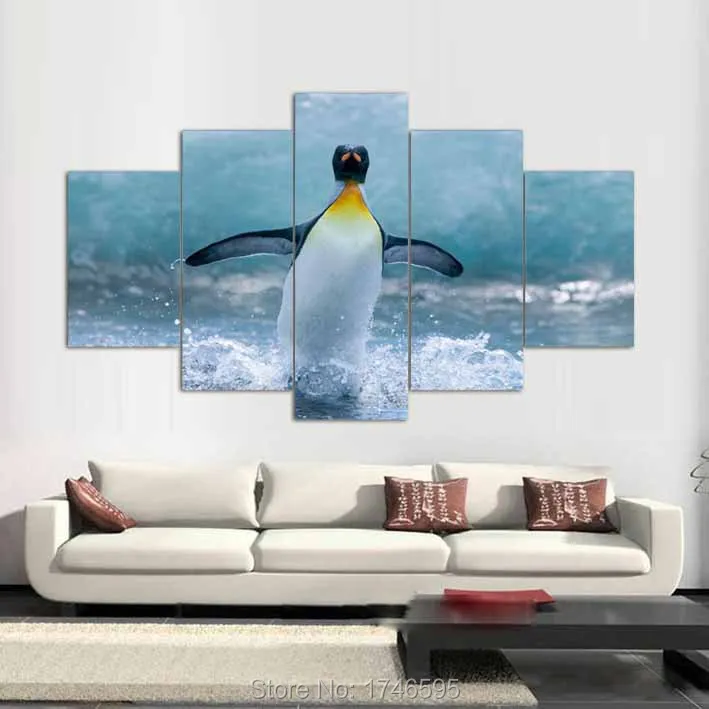 

5pcs abstract kids room decor Wall Art Picture home decor printed Penguin south pole oil Painting on Canvas art print /PT0228
