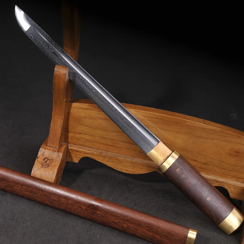 Китайский меч династии Тан прямое лезвие дамасская сложенная сталь ручная