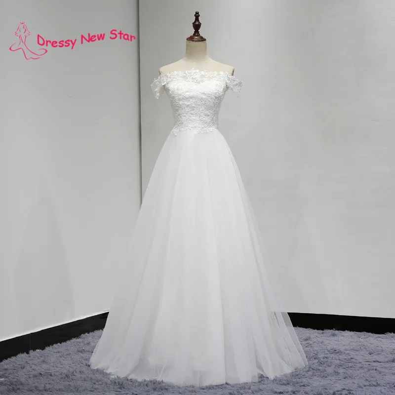 Лаконичный Кружева Свадебное Платье Аппликации Длина Пола Белый Line Светло