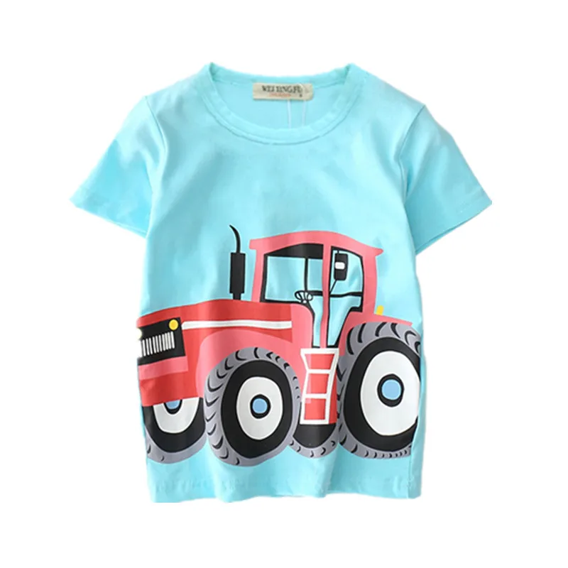 Летняя футболка для маленьких мальчиков хлопковые топы с рисунком машины