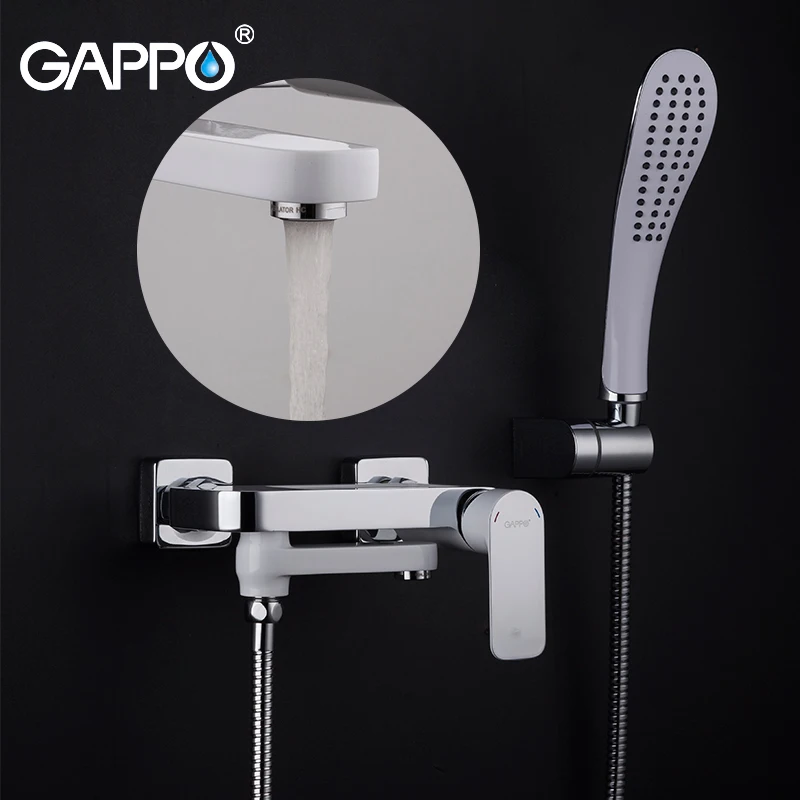 

GAPPO White Waterfall Bathtub Faucet Wall Mount Waterfall Hot Cold Water Mixer Tap Bath Shower Faucet Tap Robinet Baignoire