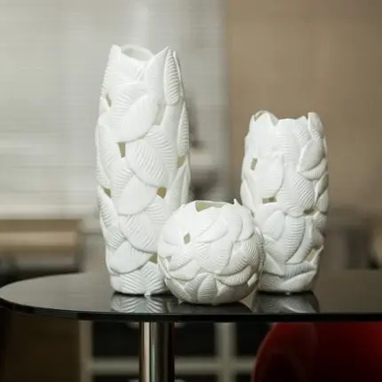 Креативная фарфоровая Выгравированная Цветочная ваза с полыми листьями