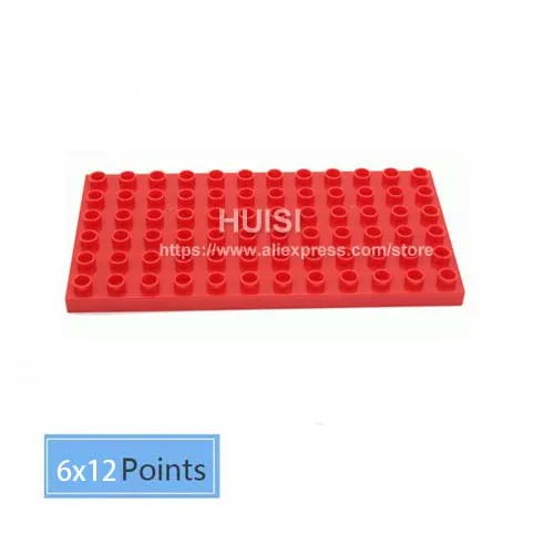 Duplo Совместимость с лего Дети DIY игрушки ABS пластик строительные игрушки блоки кирпичи части 8x8 развивающие обучающие игрушки для ребенка 3 лет - Цвет: 6x12 Red