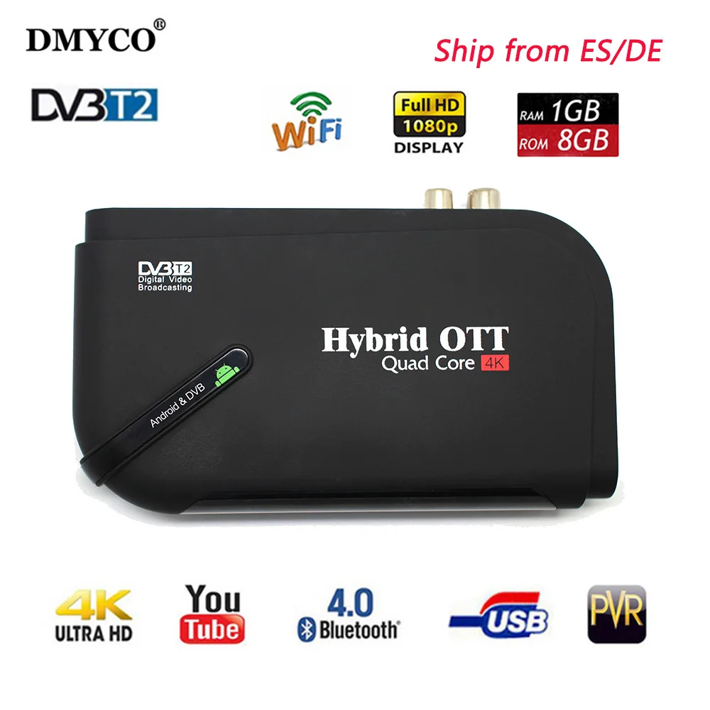Горячая Android 7 1 DVB T2 android tv box 4 ядра OTT/DVB BT4.0 H.265/MPEG ТВ тюнер к Smart Декодер каналов