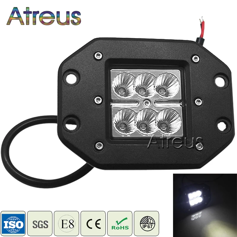 

Atreus 18W Car LED Work Light Bar 12V Spot DRL For ATV Truck 4x4 Offroad 4WD Trailer Jeep Driving Fog Lamp car led accessories