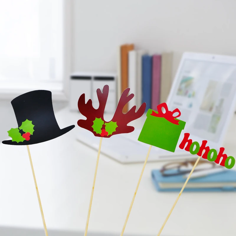 16 шт. DIY фото стенд реквизит эльфы лося Рог усы губы палка Рождественская