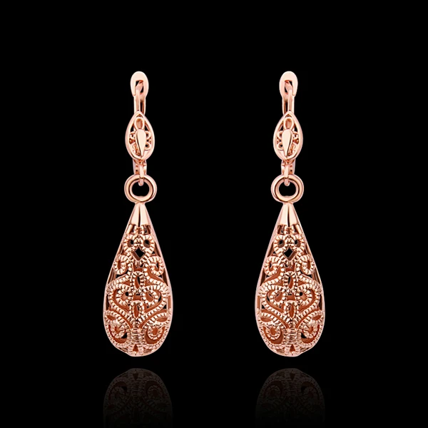 JZTOP Brand Woman Hollow Drop Earrings Ladies Gold Color Wedding Engagement Earring Jewelry For Women | Украшения и аксессуары
