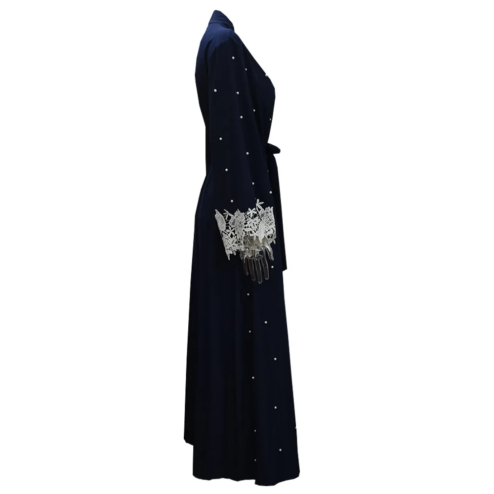 Большой размер халат Малайзия Abaya Дубай Кафтан для женщин Бисероплетение Жемчуг