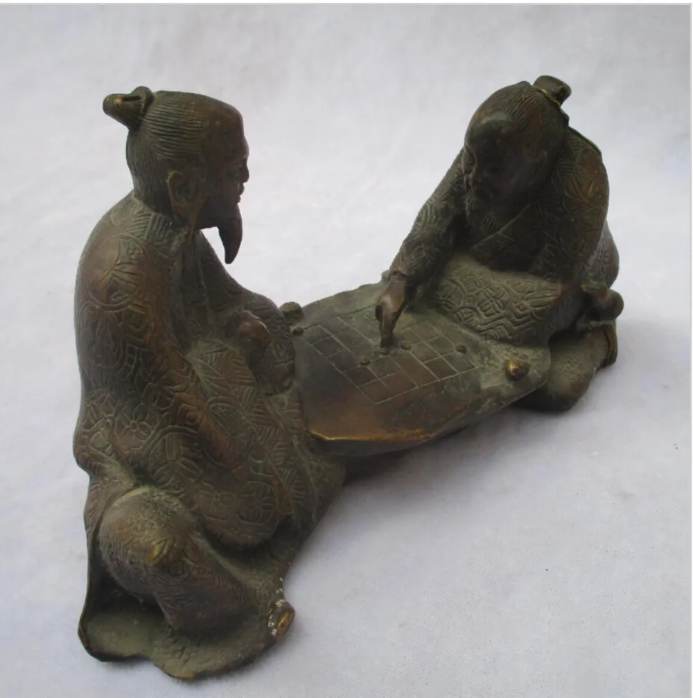 Коллекционная китайская декоративная старинная латунная резная 2 старых