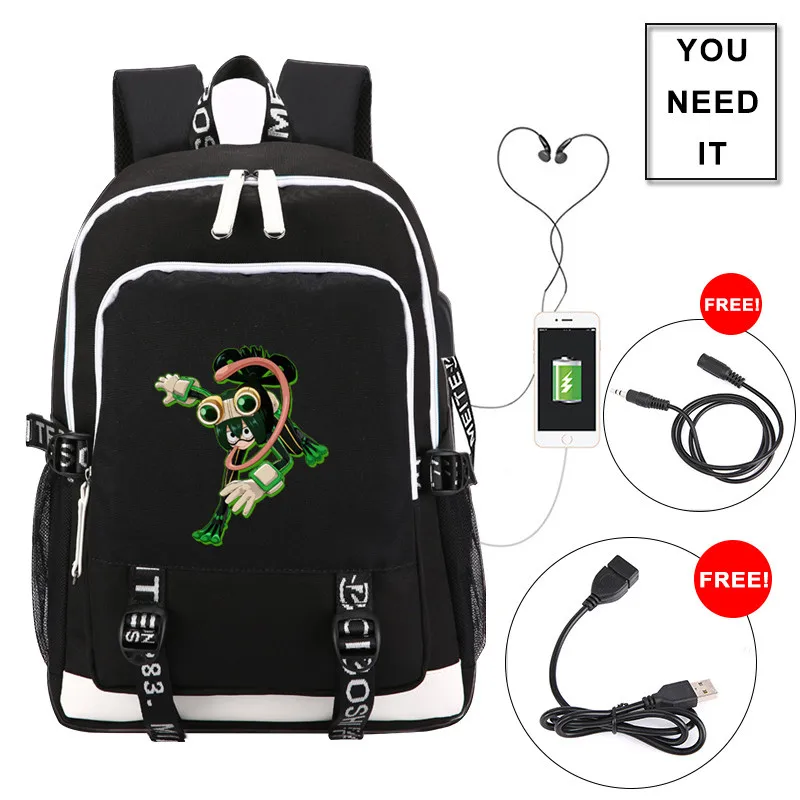 5 Рюкзак для ноутбука с зарядкой через usb My Hero Academy, нейлоновые школьные сумки, холщовый рюкзак для путешествий, женский рюкзак с аниме Midoriya Izuku Back Pack - Цвет: 5