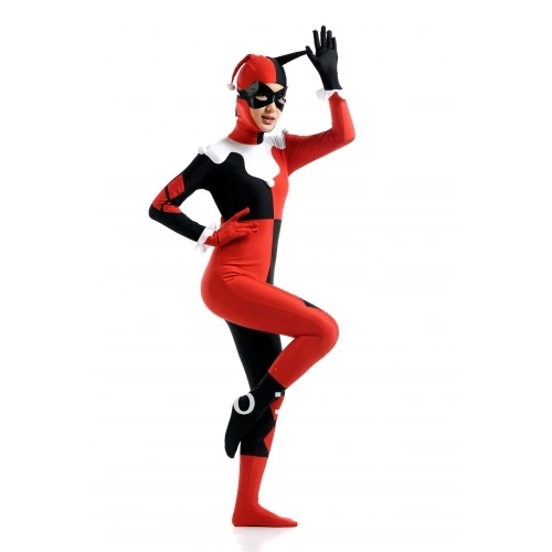 Костюм злодейка Харли Квинн высокая эластичность спандекс костюм супергероя для