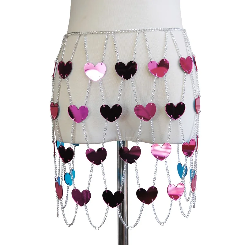 Silver dress Сексуальный бикини, жгут, полый, геометрический, любовь, акриловая цепочка для тела, бюстгальтер для ночного клуба, цепочка на плечо, ожерелье, ювелирное изделие, Летний пляж - Окраска металла: Silver dress