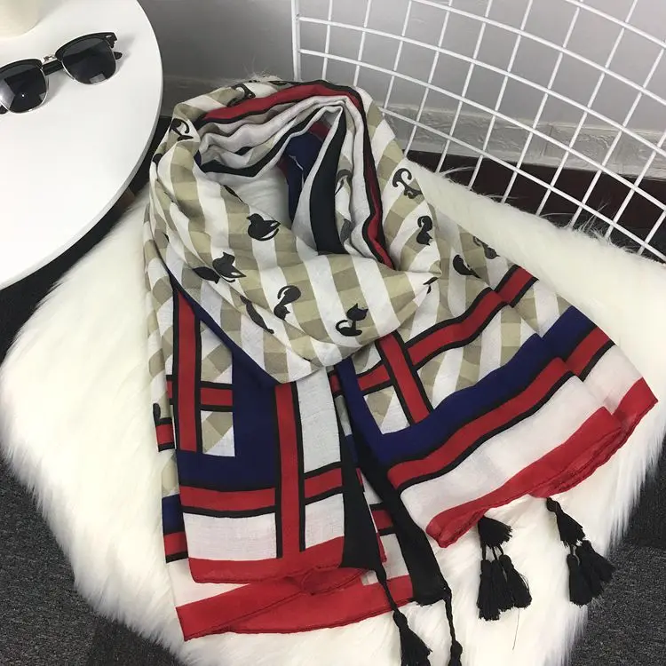 2018 New Fashion Scarf Summer Korean Girl Cat Cotton and Tassel Tour Sunscreen Shawl Beach hijab | Аксессуары для одежды