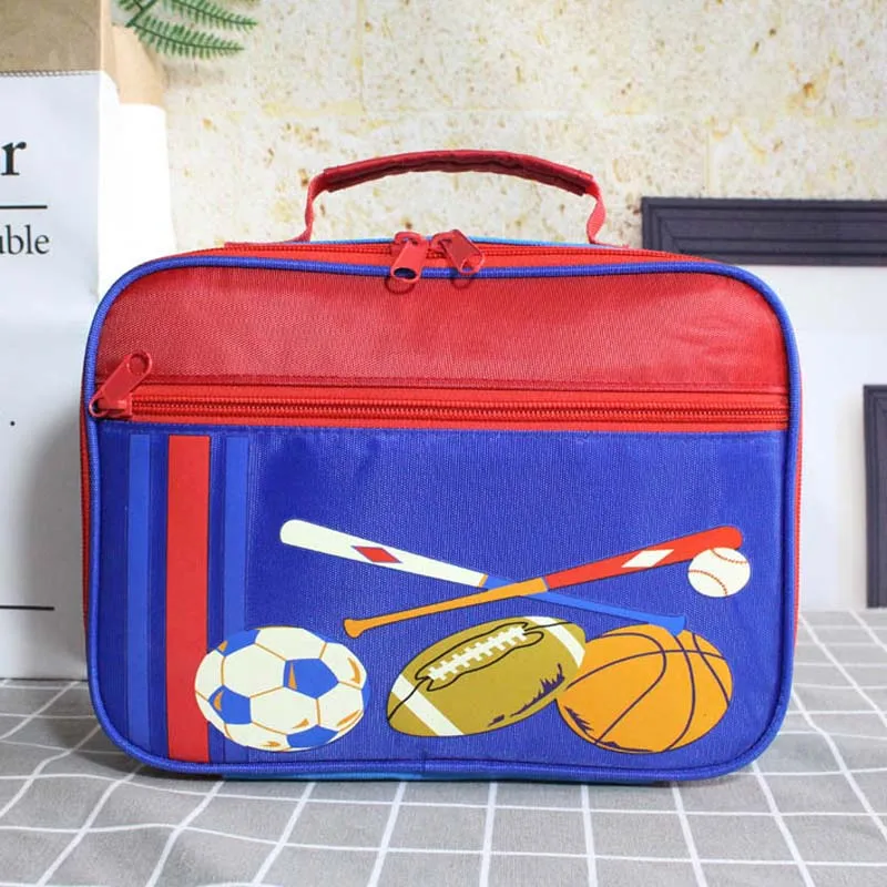 Blue Red Baseball Новые теплоизоляционные сумки для ланча для детей, вместительные сумки с милым принтом кота, водонепроницаемые портативные сумки для ланча - Цвет: Blue Red Baseball
