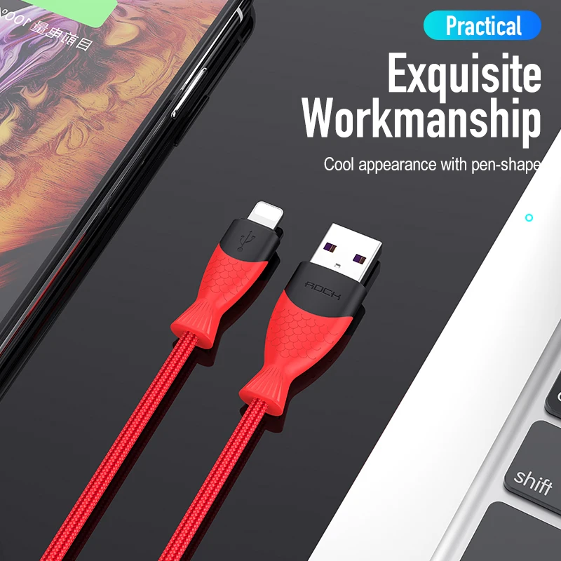 ROCK 2.4A USB кабель для iPhone Быстрая зарядка данных зарядное устройство XS Max XR X 8 7 6 S 5 5S