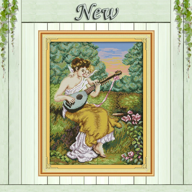 Картина для украшения дома и сада девочка Пипа напечатанная на холсте DMC 11CT 14CT