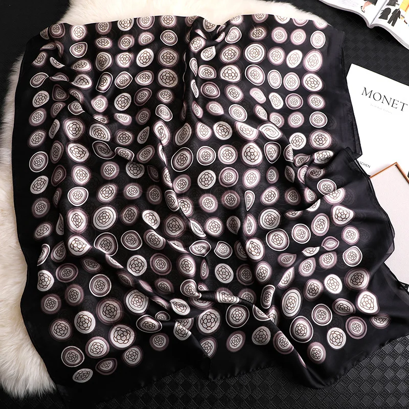Шелковый шарф с цветочным принтом для женщин, летняя Солнцезащитная накидка для пляжа, Дамская Пашмина бандана, хиджаб, шали и накидка для женщин