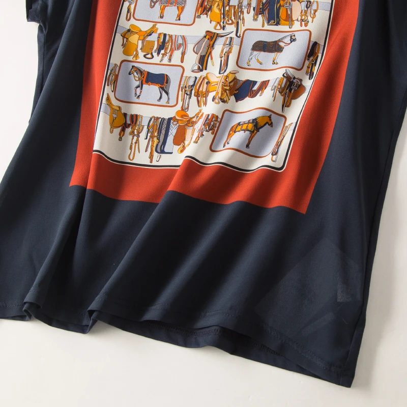 Футболка женская из 100% натурального шелка Повседневная рубашка с коротким