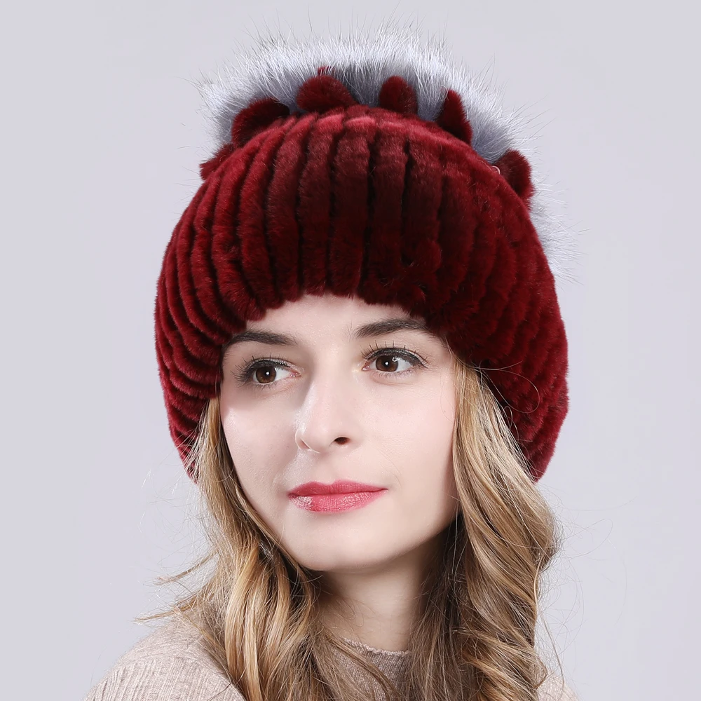 Россия Лидер продаж шапка из меха лисы зимняя для женщин 100% натуральная Рекс с