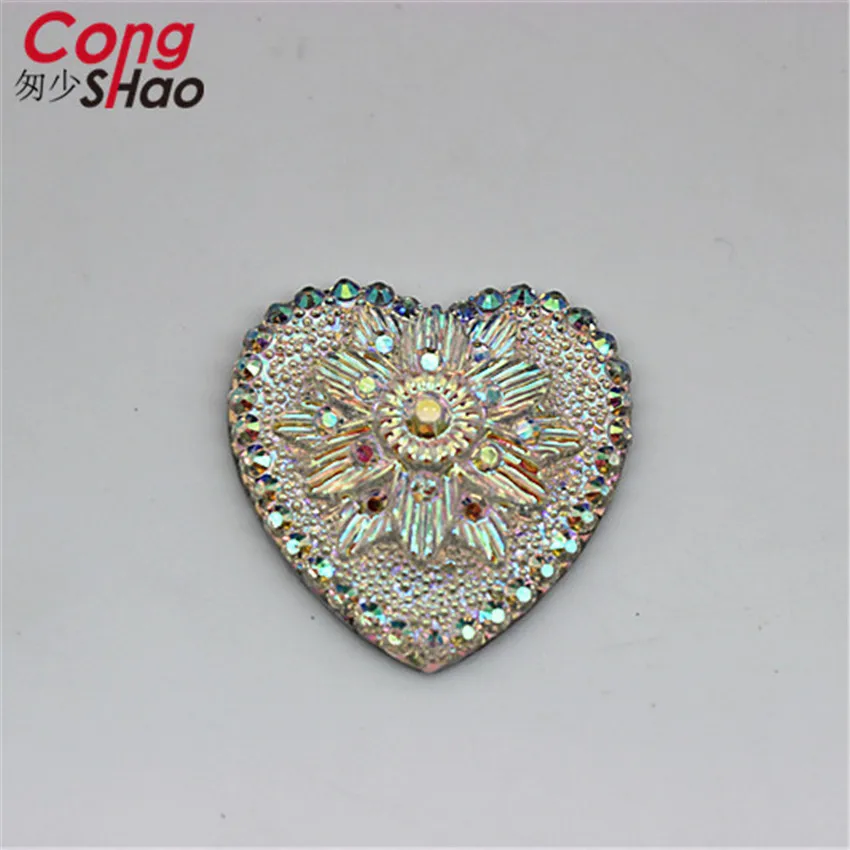 Cong Shao 50 шт. 29 мм AB Стразы из смолы в форме сердца искусственные и кристаллы с