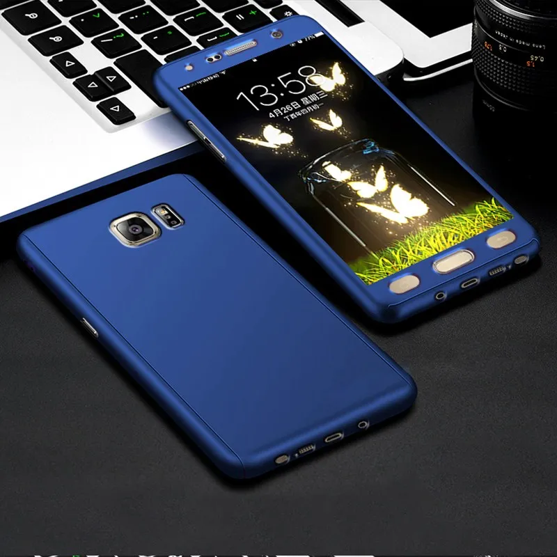 Beira 360 Phone Case For Samsung Galaxy Note 2 N7100 Note3 4 5 Full Body Coverage Back Cover Couqe+Glass Film Fundas |