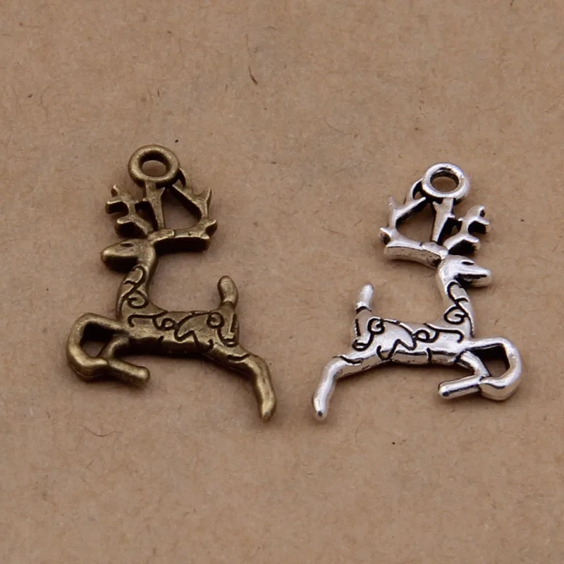 

100pcs Charms Animal milu deer Pendants 25x23mm 0.6g Antique silver bronze Handmade Jewelry Making DIY Europe alloy accessories