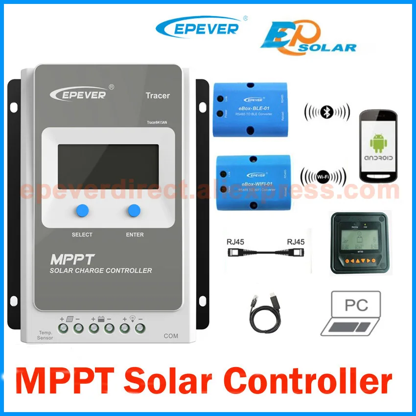 

Tracer 10A 20A 30A 40A 1210AN 2210AN 3210AN 4210AN with MT50 meter MPPT Solar Charge Controller 12V 24V EPEVER PV regulator