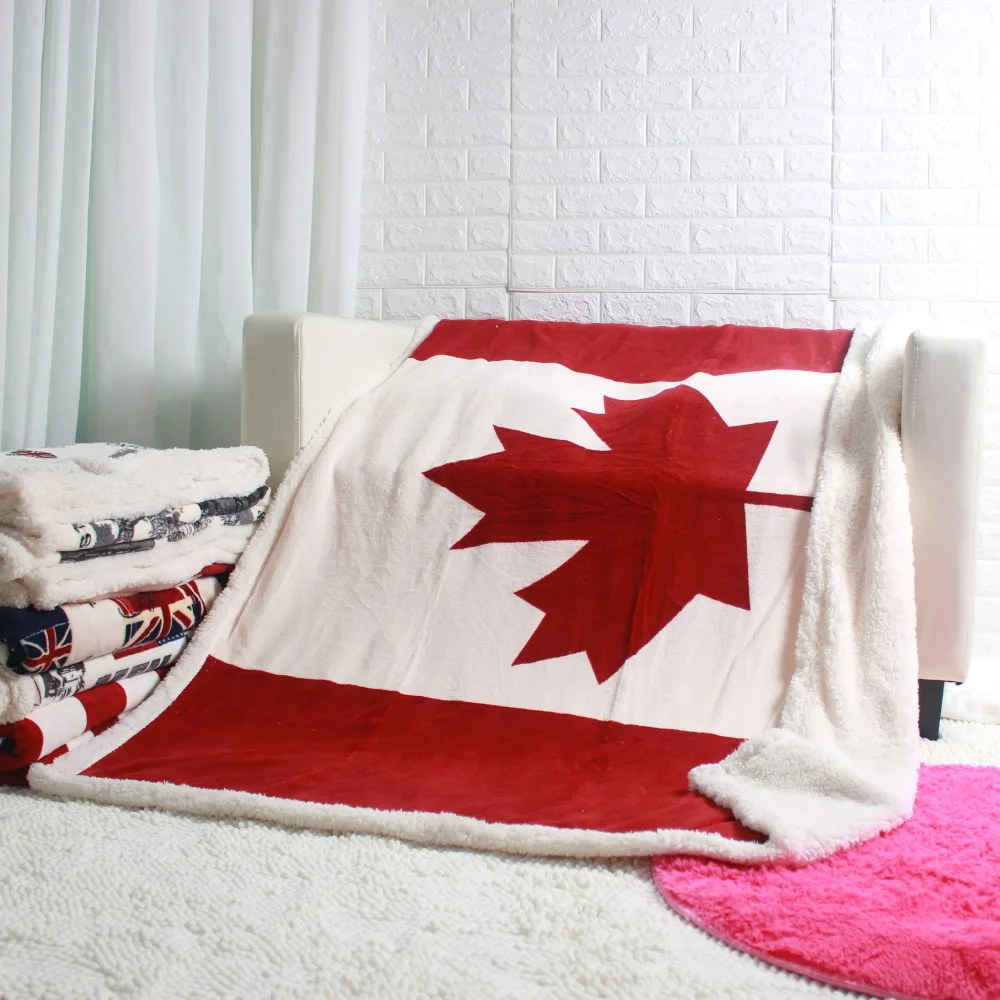 Двухслойное толстое флисовое покрывало из искусственного меха с флагом США