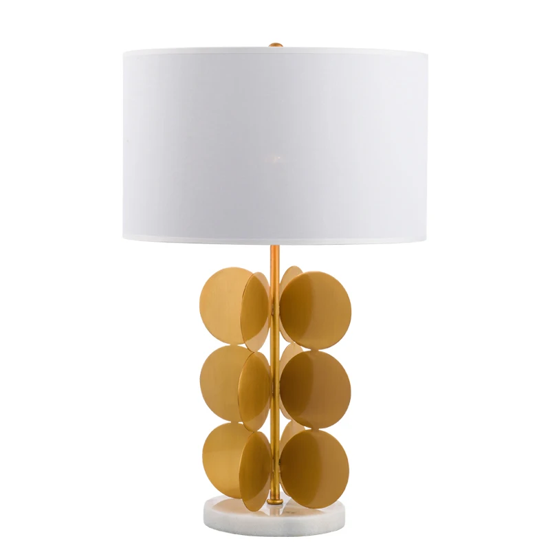 Золотые круглые листья декоративная настольная лампа с мраморной основой для